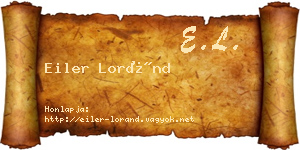 Eiler Loránd névjegykártya